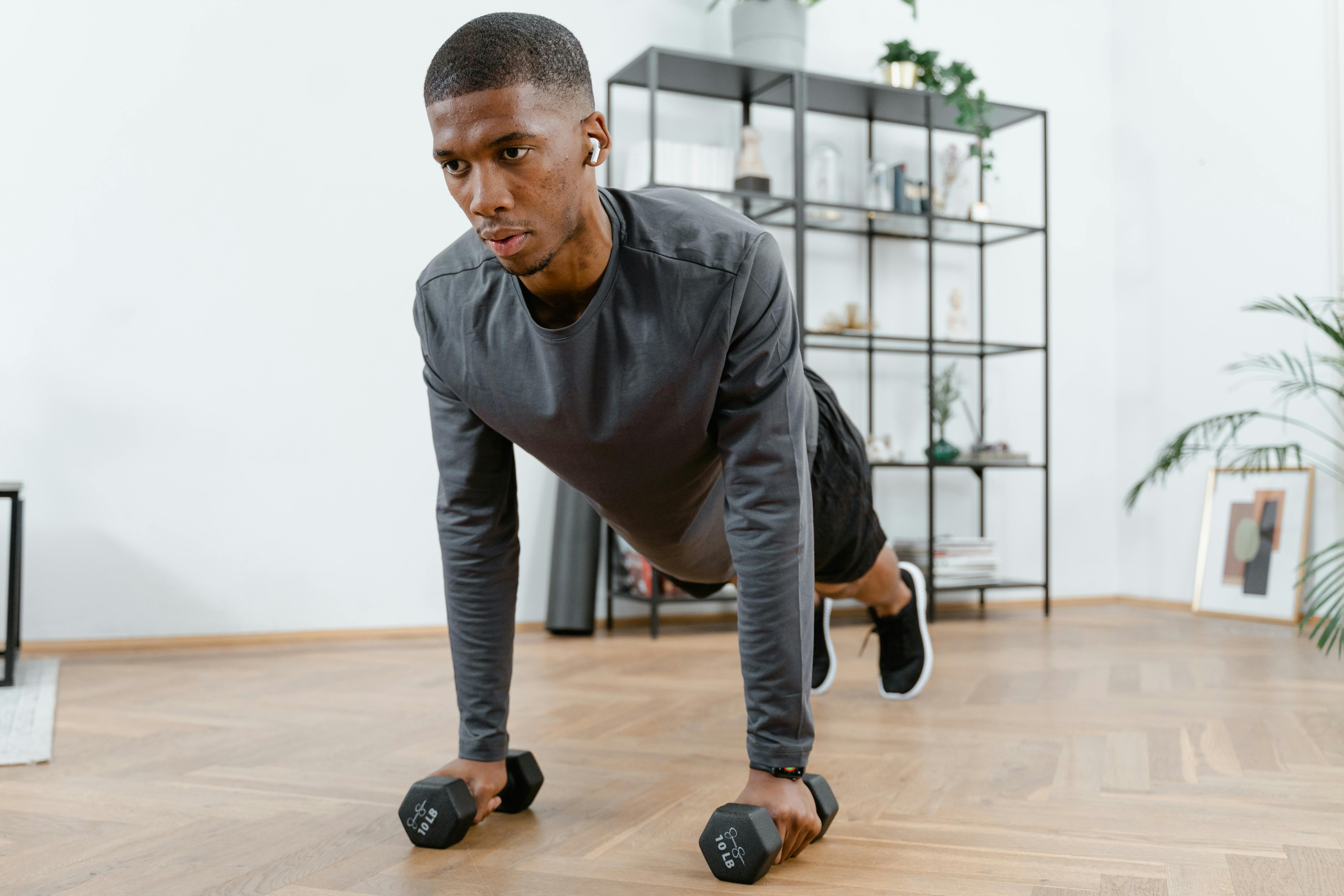 Man doing push-ups at home